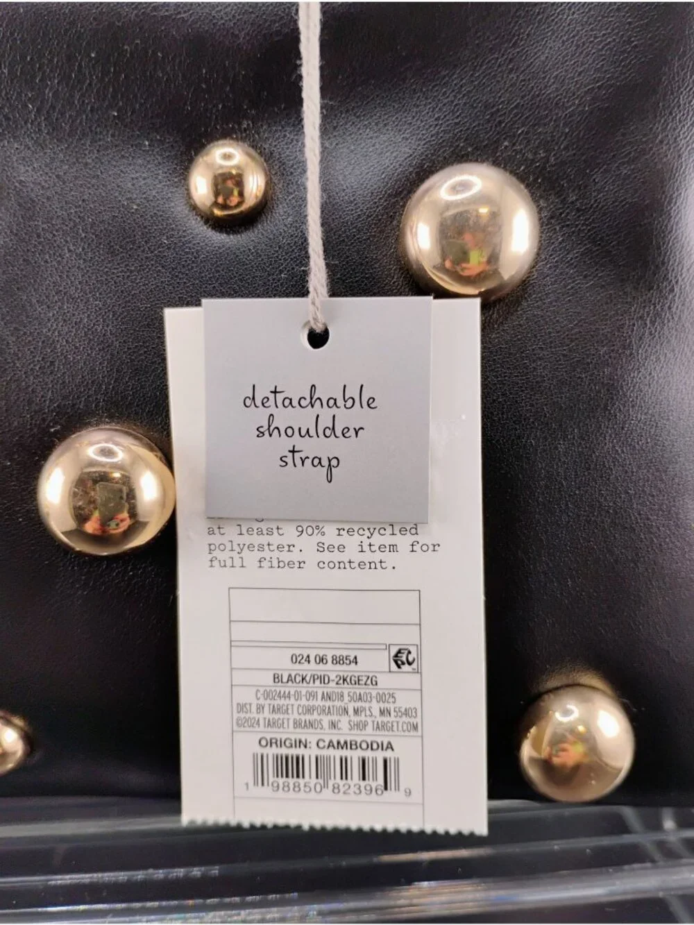 A New Day Black Studded Clutch With Detachable Shoulder Strap